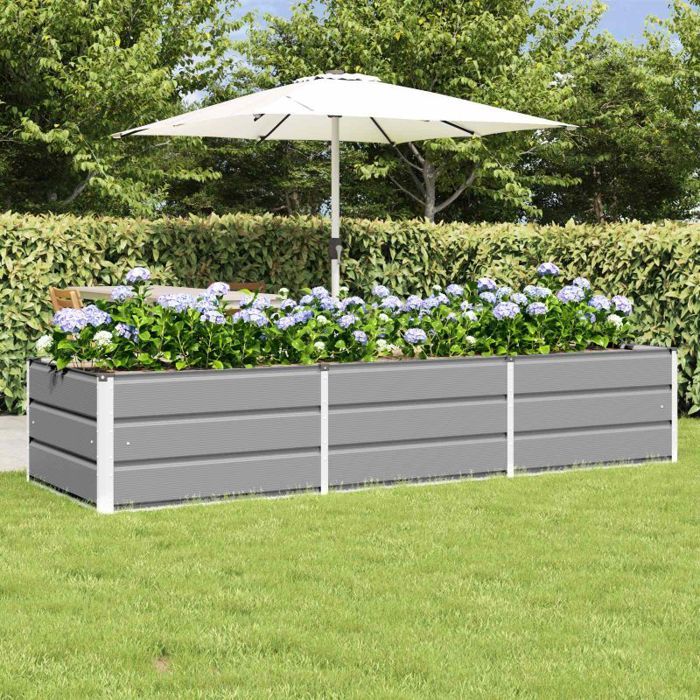 Jardinière - VIDAXL - VidaXL Jardinière - 240 x 80 x 45 cm - Acier et plastique - Gris clair