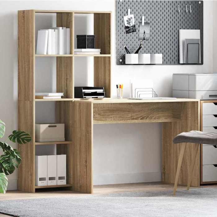 NEW 2026 Bureau décriture - Table 1 personne - moderne - Chêne Sonoma 138 5x55x143 cm Bois dingénierie L1698