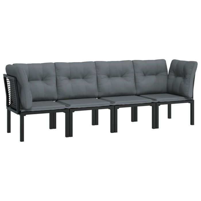 （SOLDES Dété）Salon de jardin 4 pcs - SHIELD - Meuble dextérieur - noir et gris résine tressée 7801883