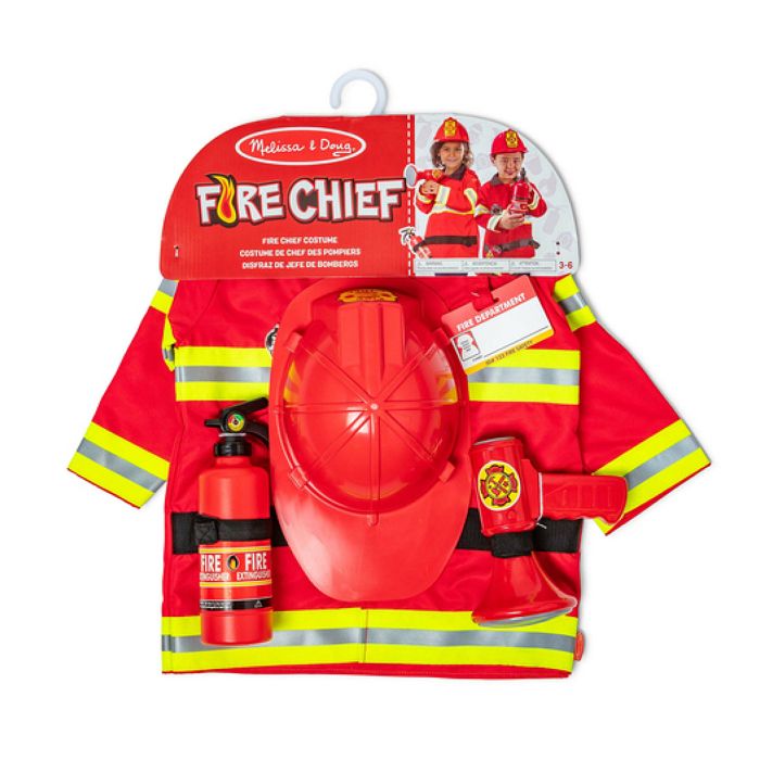 Déguisement pompier - MELISSA & DOUG - Set complet accessoires (veste casque extincteur...) - 100% Polyester - De 3 à 6 ans