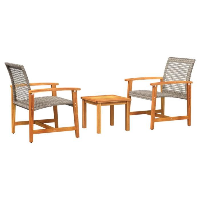 (SOLDES Dété)Ensemble de bistro 3 pcs gris résine tressée et bois dacacia 9930356 (SOLDES Dété)Ensemble de bistro 3 pcs gris résine tressée et bois dacacia 9930356