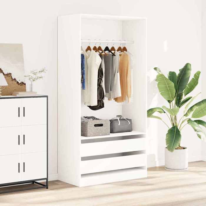 (Vente chaude)Suport vêtements 1 PC - SWEETY - Garde-robe moderne - Blanc 100x50x200cm - bois dingénierie817154
