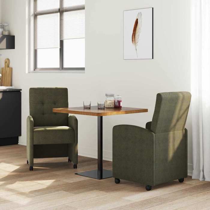 2 pcs Chaises de Cuisine/Salon - Moderne - Fauteuils avec Roues - Vert armée 58x67x97 cm C582