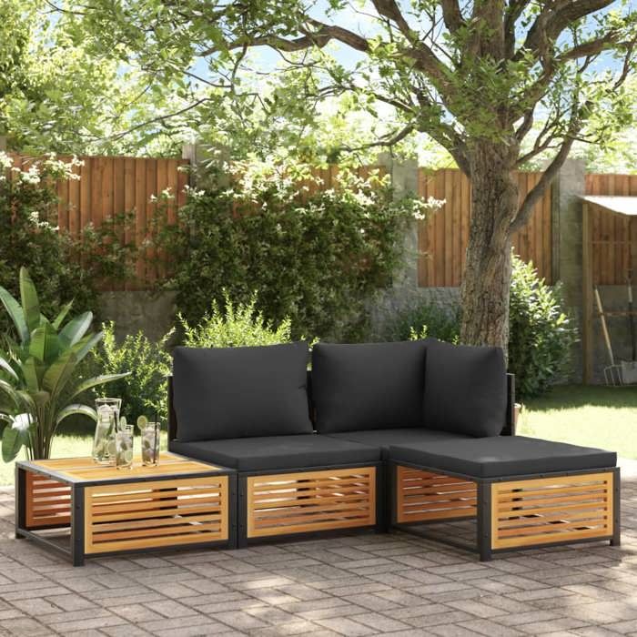 Promotion mars * Canapé dextérieur(1 PC)- YUNYAN - Tabouret de jardin - MEUBLE JARDIN - avec coussin 68x68x30cm bois massif daca