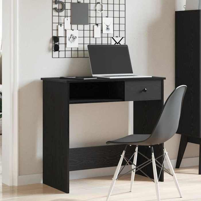 Bureau Noir Table de travail 1 personne Noir 80x40x75 cm Aggloméré BBB792