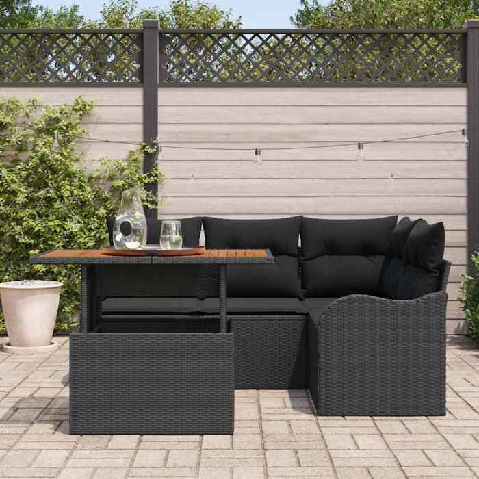 Ensemble de canapé de jardin avec coussin 5 pcs - moderne - SOFA-SET - Noir CC592
