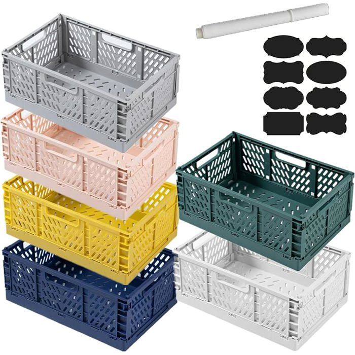 EURXLQ Lot de 6 boîtes pliantes en - 22 x 15 x 8 cm - Boîtes de rangement pour chambre d& 39 cuisine bureau 6pack