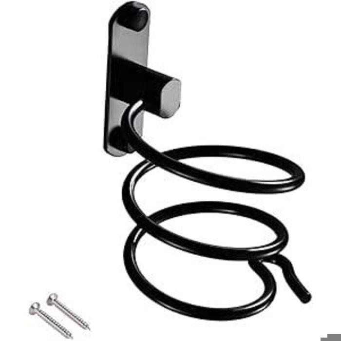Support mural sèche-cheveux - PZCC - Aluminium durable - Finition mate noire