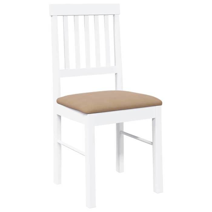 Chaises cuisine(2 pcs) - Blanc - 2 personnes - avec coussins - blanc bois massif caoutchouc 42.5x44.5x90 cm F3532