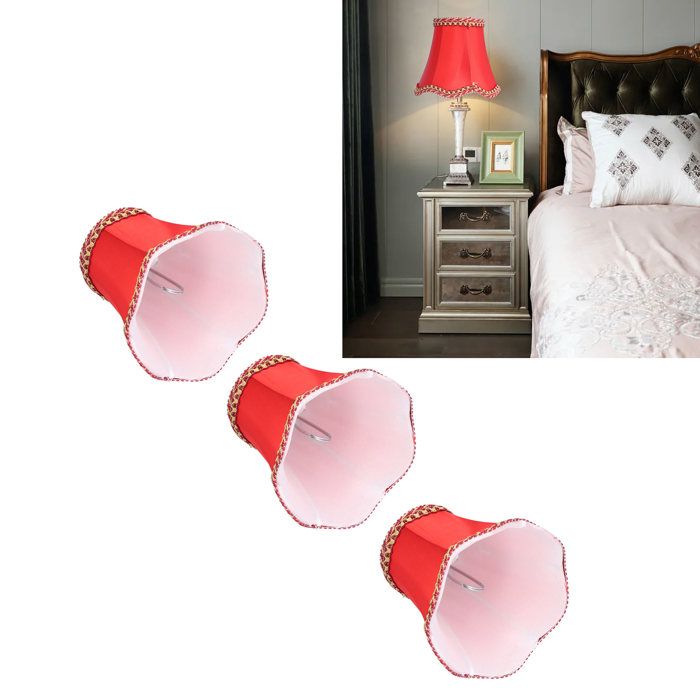 3pcs Abat-jour tissu E14 – Nosheir – Design moderne clip rapide – Rouge – 13×12 cm