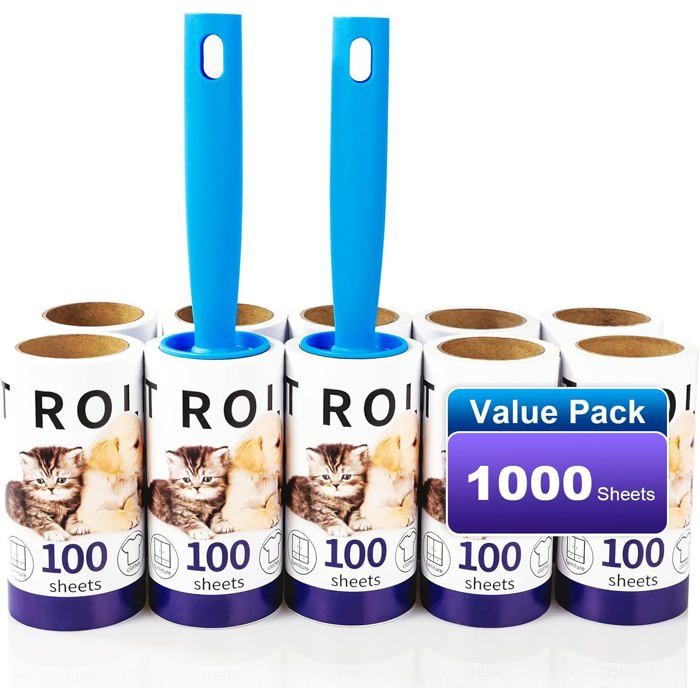 Brosse Poils Animaux 1000 Feuilles Rouleau Anti-Peluches Extra adhésif pour Poils danimaux Vêtements Poils de Chat Poils de Chien