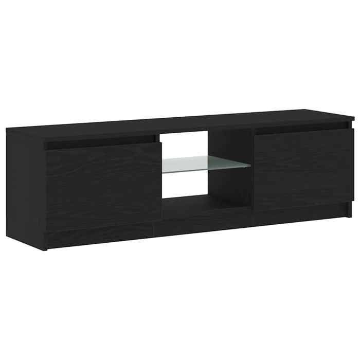 Meuble TV avec LED - vidaXL - bois dingénierie - chêne noir - 2 portes - 2 étagères - 120 x 30 x 36 cm 956fav12w