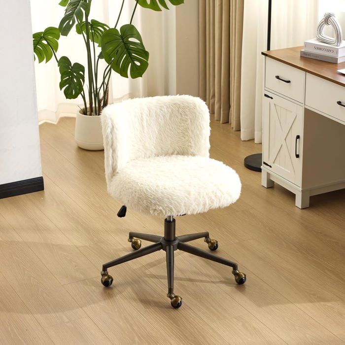 VINGLI Chaise de Bureau Esthétique sans Accoudoirs Petite Chaise Confortable Fauteuil de Coiffeuse pour Bureau Chambre Beige