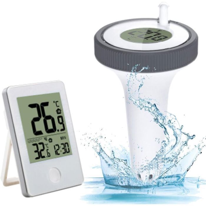 Coavas – Thermomètre de piscine flottant électronique sans fil – Précision ± 1℃ – Portée 60m – Affichage intérieur/ext