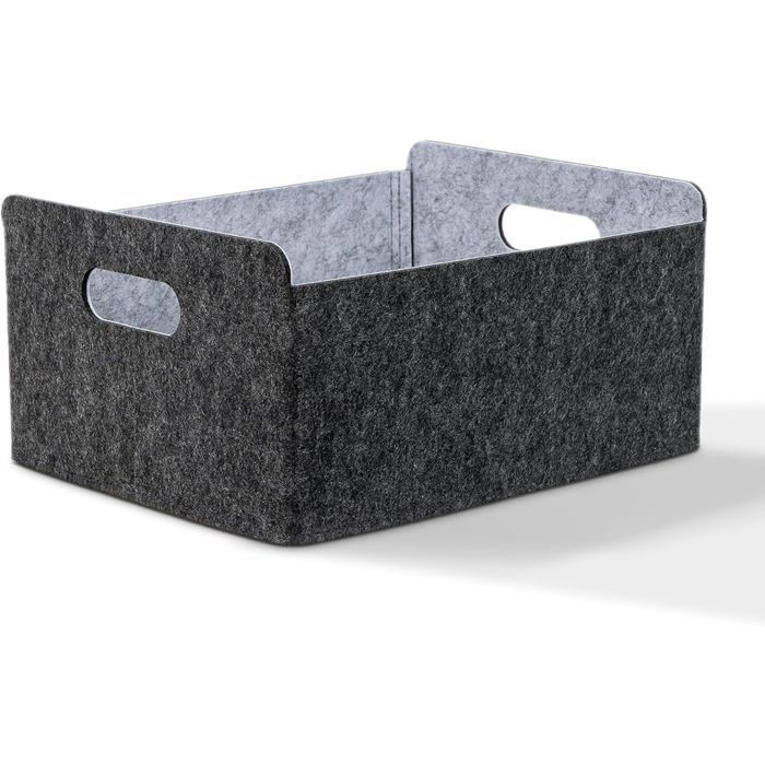 Panier de rangement pliable en feutre épais organisateur noir et gris 31.5 x 25 x 15 cm - lot de 1