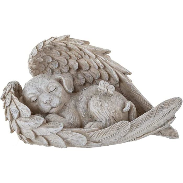 Statue Pierre Commémorative pour Animaux De Compagnie Tombe en Forme dange Pierre De Dévotion pour Chien Chat Resin Statue