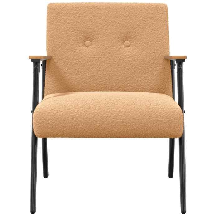 fauteuil - vidaXL - beige - tissu bouclé - 59x75x78 cm - Avec accoudoirs - Avec dossier - Charge maximale 110 kg 96520