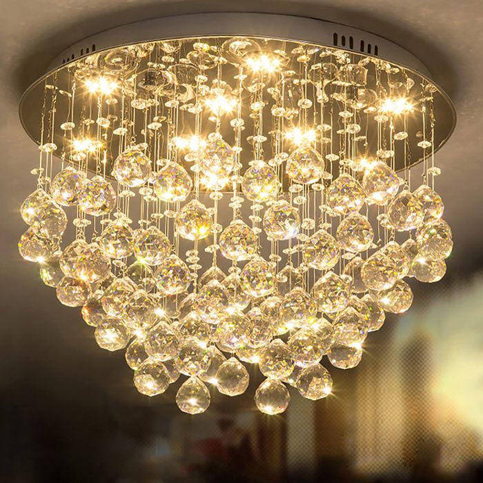 9 lumières Lustre moderne K9 Cristal Lustre Luminaire moderne encastré Plafonnier Goutte de pluie Lustre