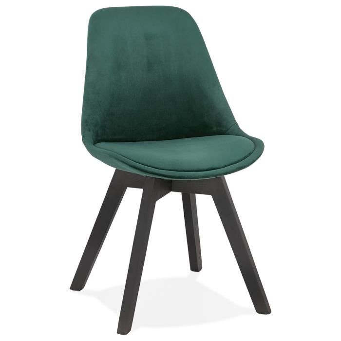 chaise en velours vert 'joe' avec structure en bois noir