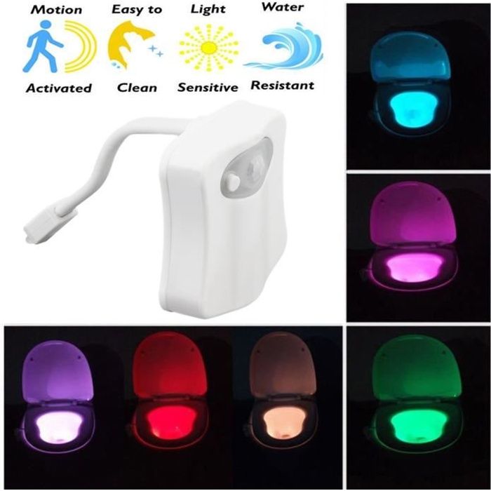 La Lumière De Toilette capteur LED Humain Motion Activé PIR 8 Couleurs Automatique RGB éclairage de Nuit