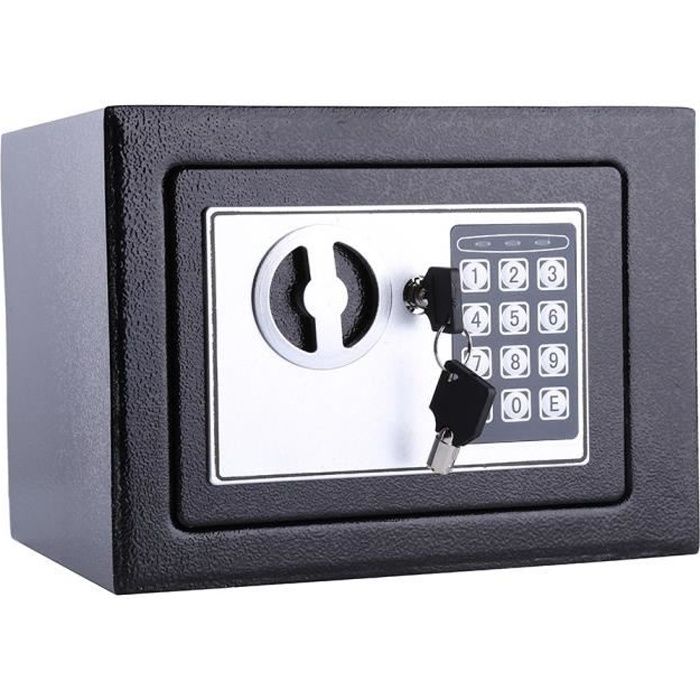 Mini coffret boîte coffre fort de Sécurité avec 2 clés 12 x 9 x 5 cm Noire