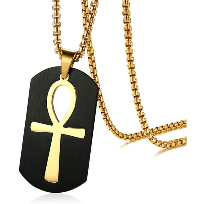 Collier Pendentif Croix égyptienne Ankh En Acier Inoxydable Pour Hommes - Longueur 25 Pouces