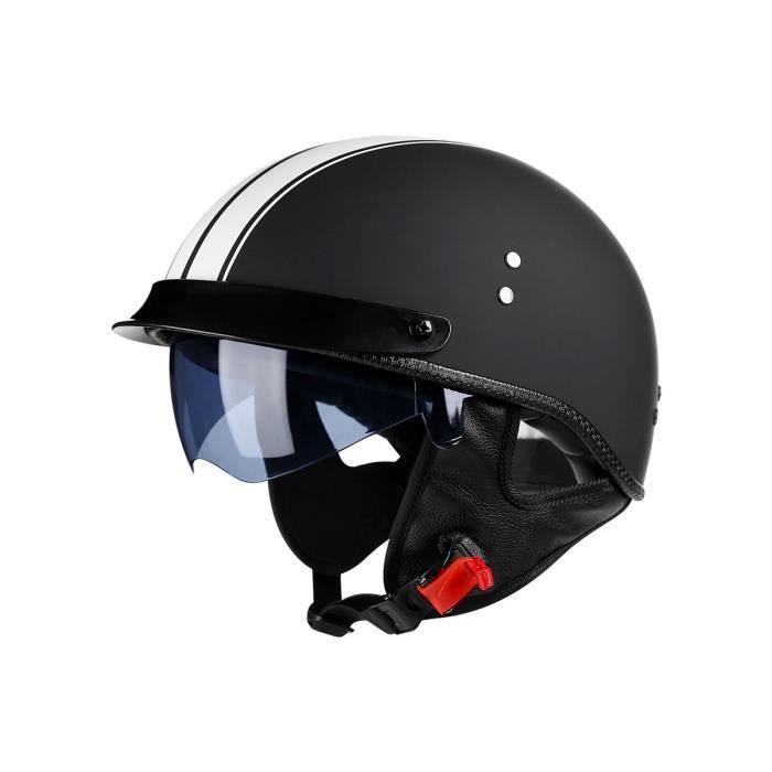 Casque Moto Demi-jet Pour Enfants 3-12 Ans - Certifié DOT/ECE - Visière Rétractable, Léger 600g - Pour Scooter, Vélo, Ski