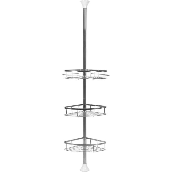 Vpcok Étagère Douche Télescopique Extensible 110-300 Cm - Serviteur Salle De Bain 4 Supports Sans Percage