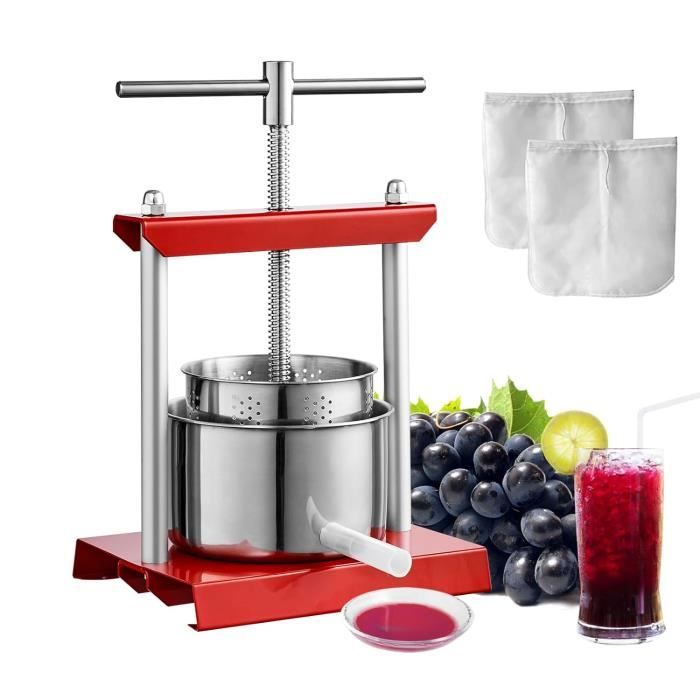 Presse-fruits Manuel En Acier Inoxydable 3 Litres - Pour Raisins, Baies, Tomates, Presse à Vin Maison, Capacité 3L