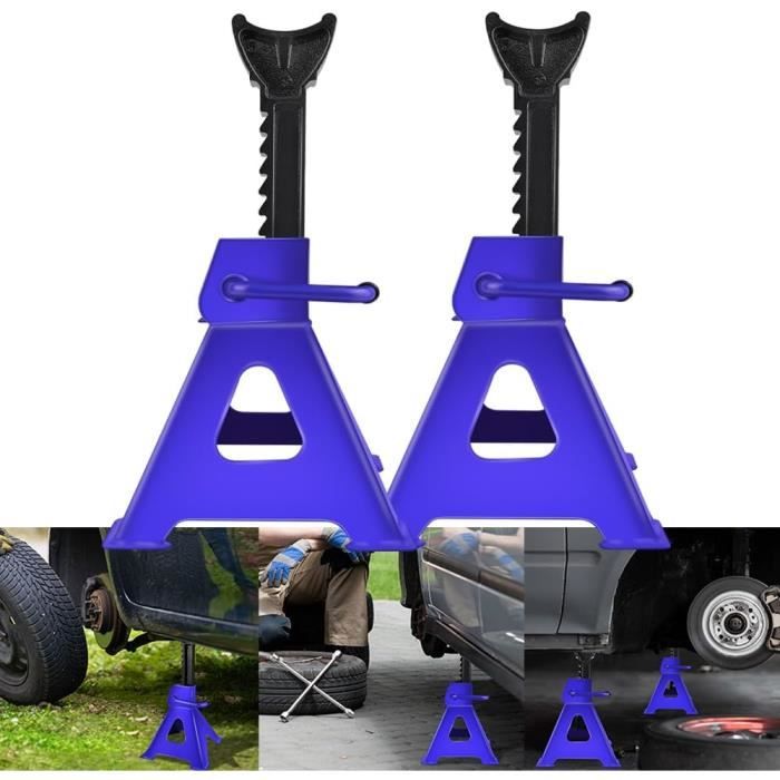 2 Chandelles De Levage 3 Tonnes - Hauteur 300-410 Mm, Pour Voiture, Atelier, Pieds Stabilisateurs