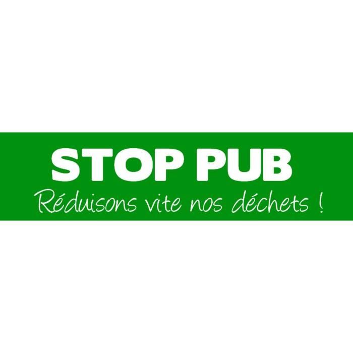 Plaque ou etiquette boite aux lettres STOP PUB Dechets Verte