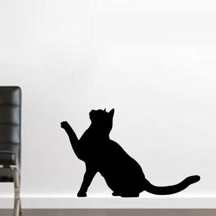 Sticker Décoration, Animal Chaton, Chat qui lève la patte (20x32 cm) NOIR CHAT028 Cdiscount Maison