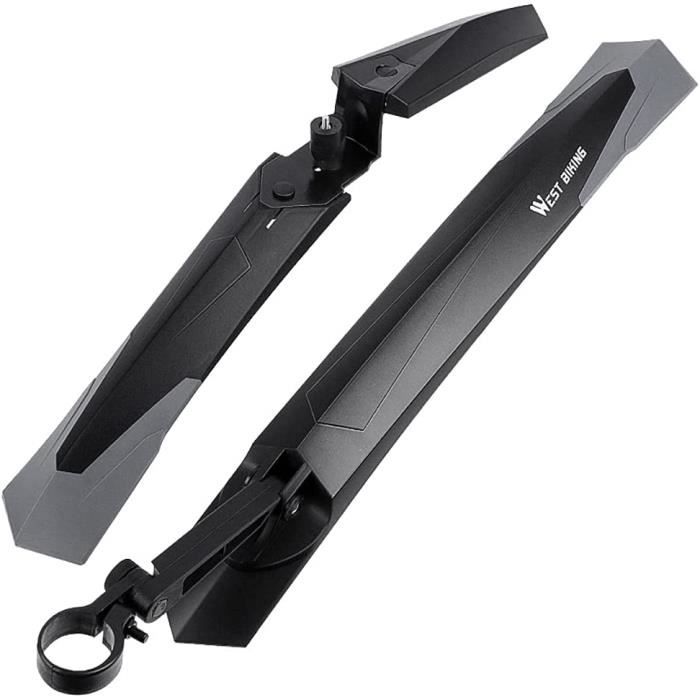 Paire De Garde-Boue Vélo VTT Avant & Arrière – Protection Anti-Boue Pliable Noir