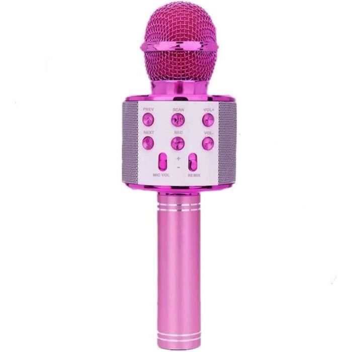 Microphone Karaoké Enfant PQKL-party Avec Support – Rose, USB Et Jack 3,5 Mm