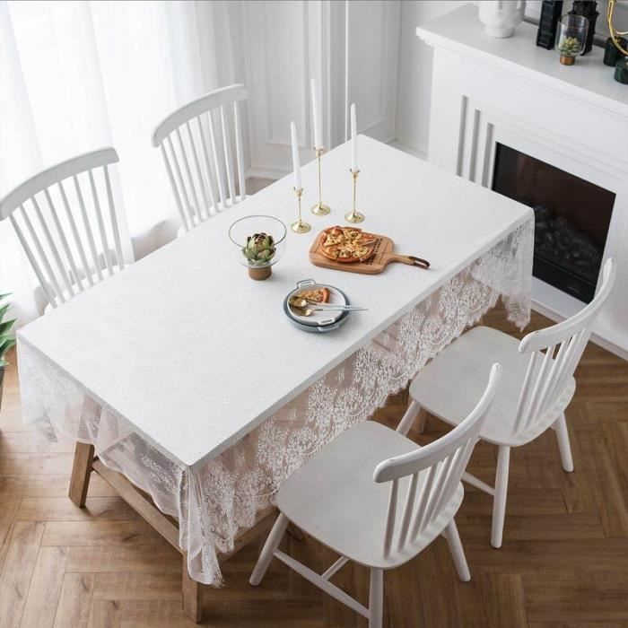 Inmerget Élégante nappe en dentelle blanche pour table basse pour mariage fête maison cuisine salon décoration de table rectangulaire 110 x 160 cm