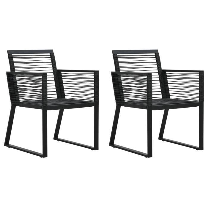 lot de 2 chaises longue de jardin bain de soleil transat noir rotin pvc