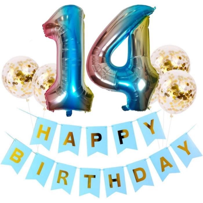 Decoration Anniversaire 14 Ans Deco Anniversaire 14 Ans Bleu, Happy