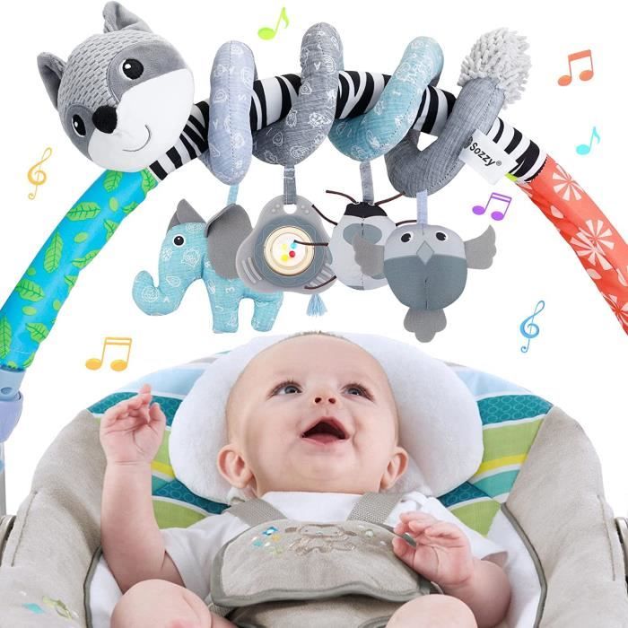 Bébé Activité Spirale,Jouets pour bébé,Accrocher Sur Poussette,Siège d'auto  ou Berceau Spiral Jouets,Jouets d'activité et de développement Pour 0+ Mois  Garçons Filles Gris