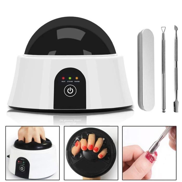 Machine De Retrait De Manucure Pour Vernis Semi Permanent Manucure Faux Ongles Et Nail Art Avec 2 Pcs Poussoir Cuticules Blanc