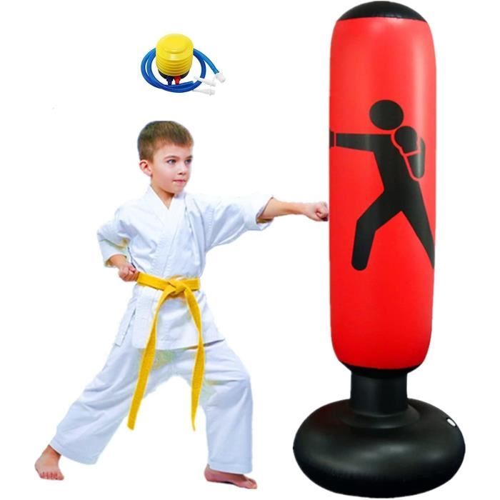 Sac de Frappe Gonflable pour Enfant - 160 cm - Avec Pompe à Air et Gants de  Boxe - Pour le Karaté, le Kickboxing, l'équipement - Cdiscount Sport