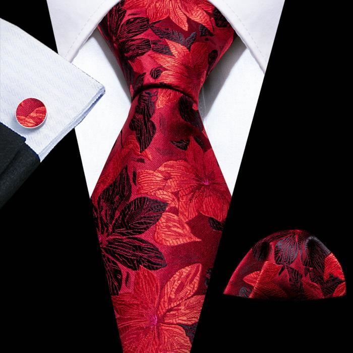 Nœud Papillon En Soie Jacquard Pour Homme - Coffret Cadeau Avec Boutons De Manchette Et Pochette - Idéal Mariage, Soirée
