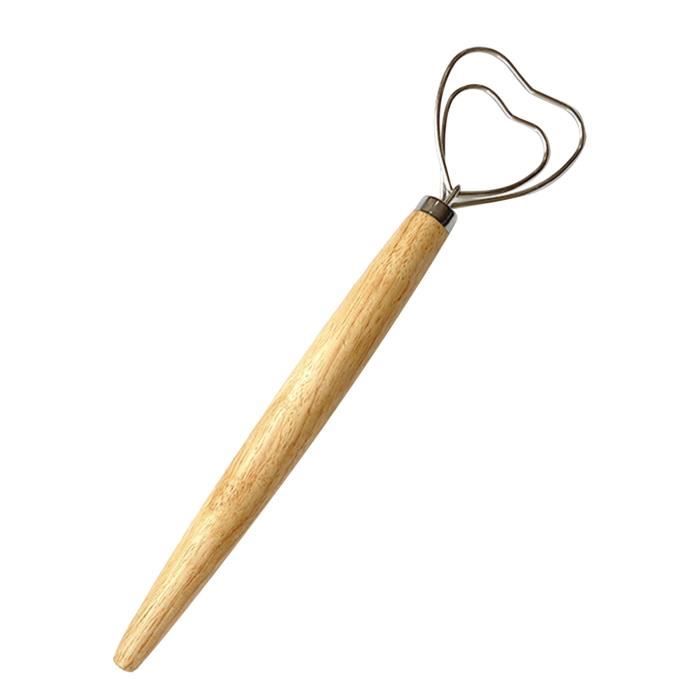 Fouet En Silicone Avec Poignée En Bois Ohfruit - 25.4 Cm, Résistant à La Chaleur, Noir