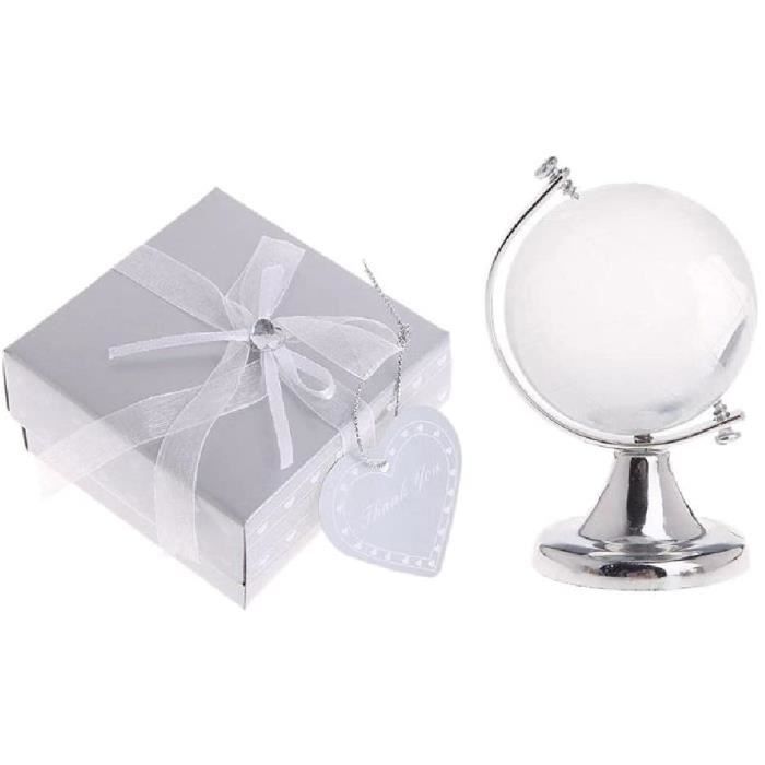 Mini Globe Terrestre En Cristal Doré – Boule Du Monde 8,5 Cm Presse-Papier Transparent, Décoration Bureau, Mariage, Cadeau Chance Et Élégance