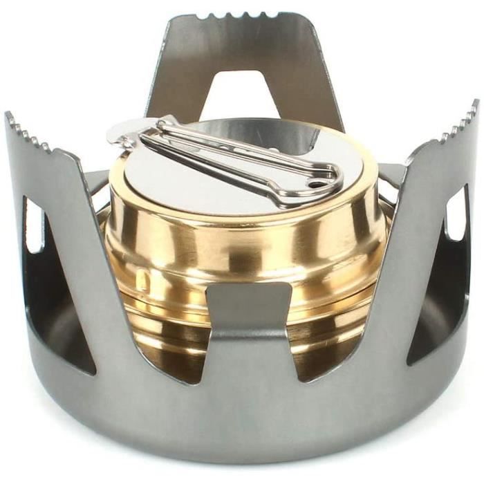 Mini Brûleur à Alcool Camping - Poêle De Poche Inox 185x185x85mm - Neuf
