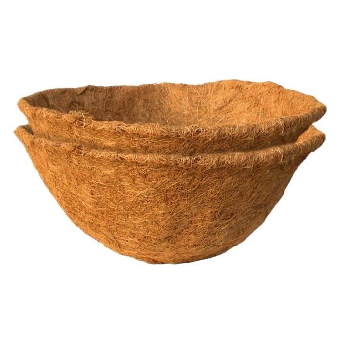 TINGMEI Doublure Demi-Ronde En Fibre De Coco 40 Cm - Lot De 2 Paniers Suspendus Muraux Pour Fleurs Et Plantes
