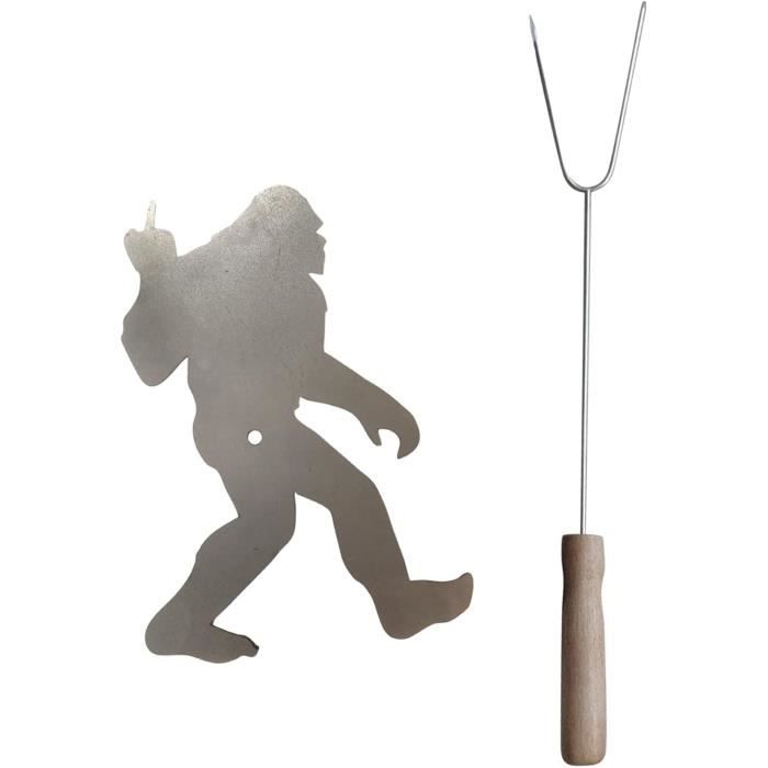 Fourchette à Viande Barbecue En Acier Inoxydable Avec Manche En Bois - 26,5 Cm - Parfaite Pour Grillades Et Camping