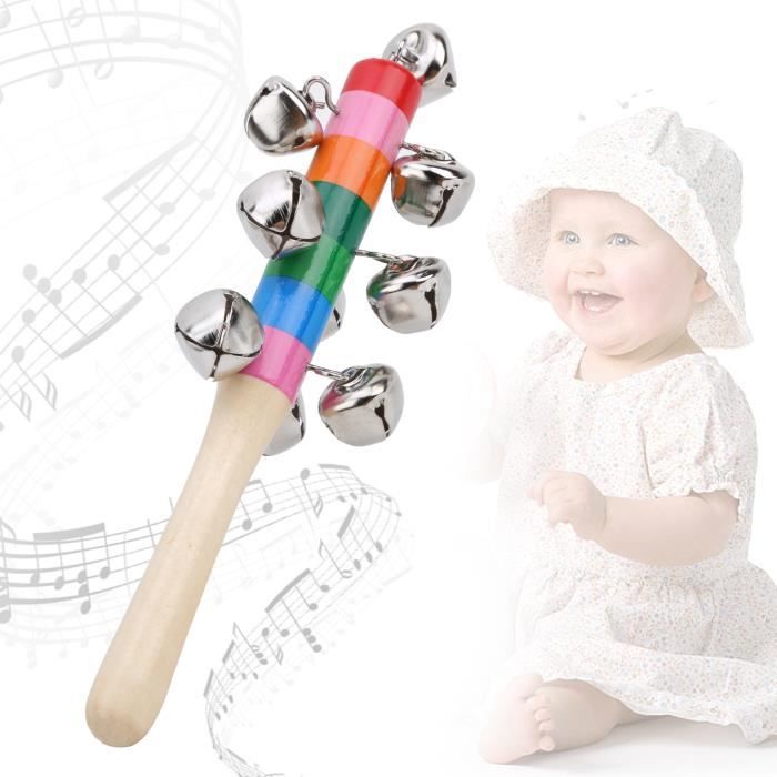 Grelots à Main Avec Poignée En Bois – Jouet Musical Arc-en-ciel – Clochettes Rythmiques Pour Enfants Dès 2 Ans – Fêtes Et éveil