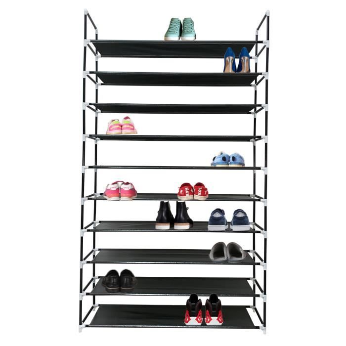 Etagère à Chaussures En Aggloméré Et Métal 3 Niveaux Noir Et Beige | Maisons Du Monde