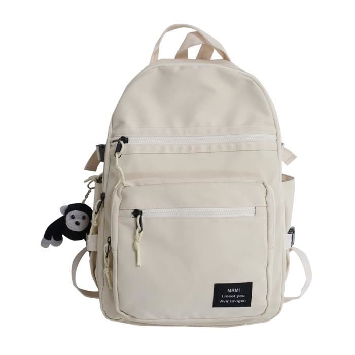 Grand sac à dos couleur unie pour étudiante sac d39école de grande capacité pour femme sac à dos