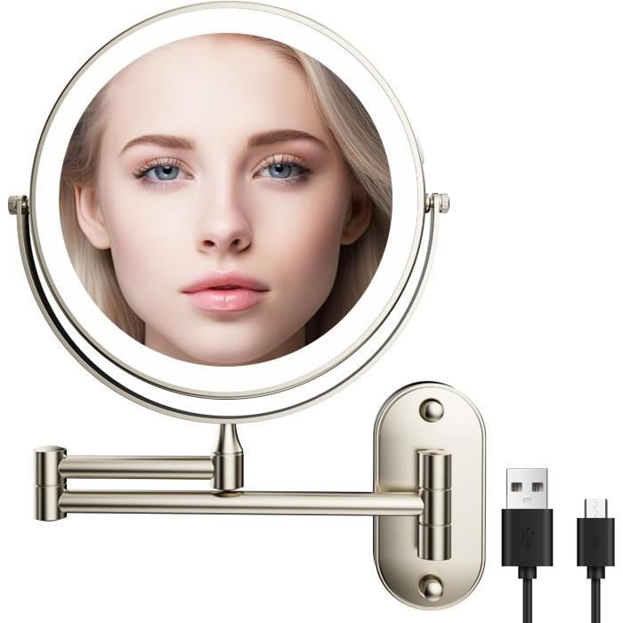 Miroir Grossissant Lumineux Flexible – Blanc, LED, 30 Cm, Moderne, Neuf